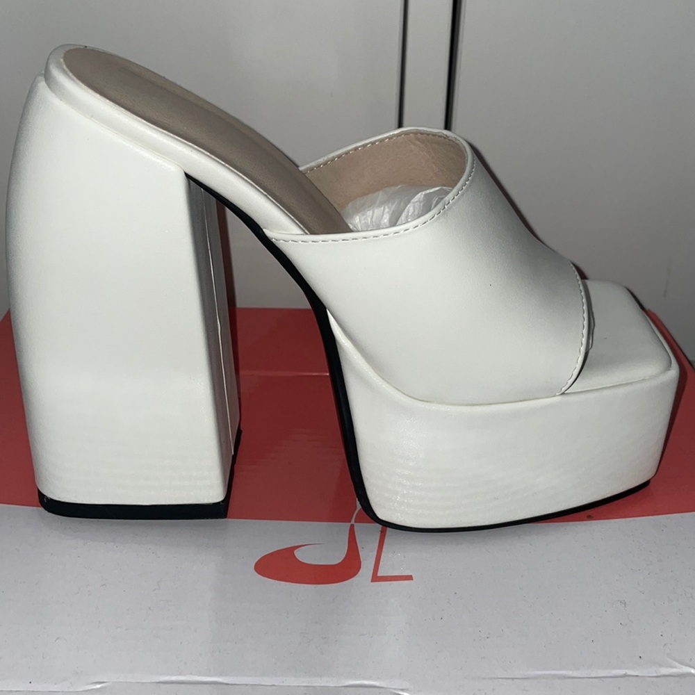 Platform chunky heeled mule sandals
